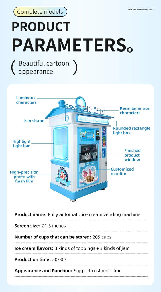 Commercial Outdoor Ice Cream Vending Robot – Fully Automatic Self-Service Soft Serve Dispenser