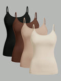 4-Pack Women’s Solid Color Camisole Tank Tops – Adjustable Strap Sleeveless Summer Vests thumbnail 15