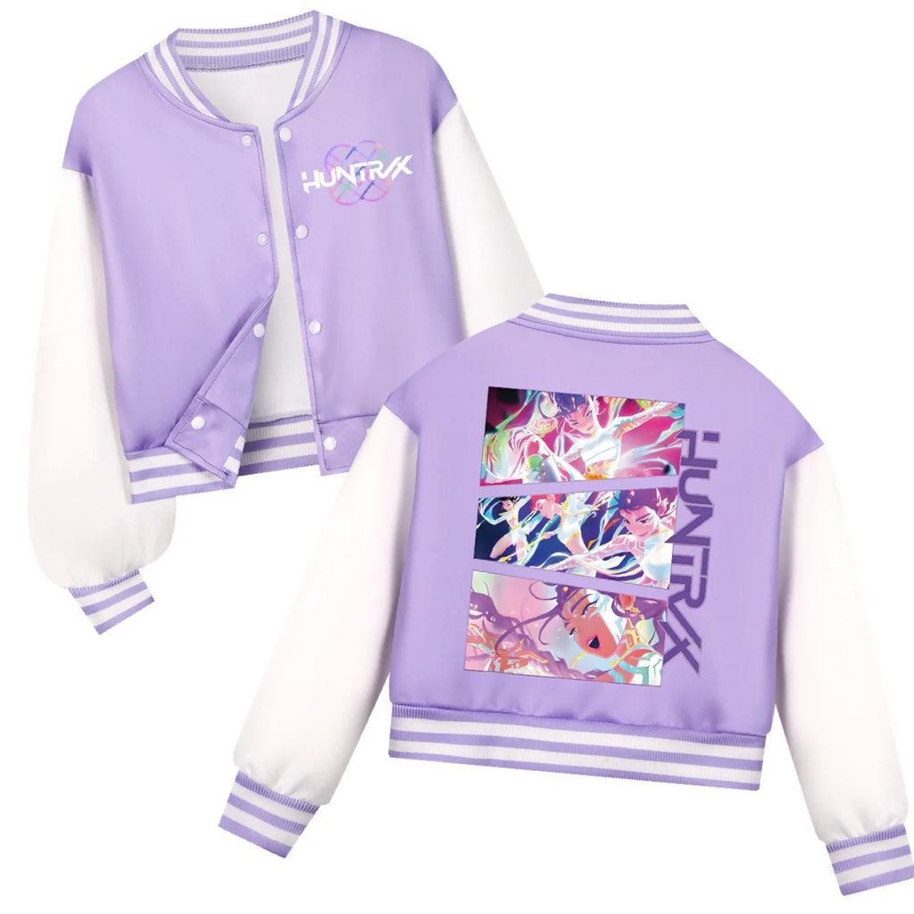 KPop Demon Hunters Huntrix Kids Baseball Uniform Costume – Unisex Cartoon Hoodie Set for Boys & Girls