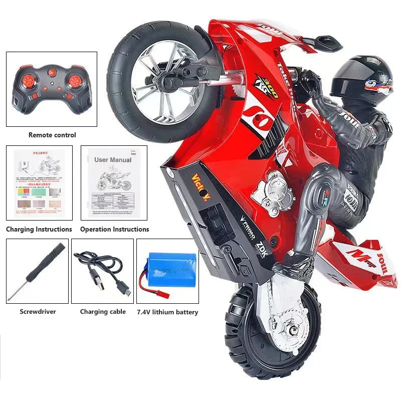 RC Stunt Motorcycle Car 1/6 High-Speed Remote Control Motorbike Toy for Kids