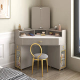 Luxury Solid Wood Corner Dressing Table with Mirror and Stool – Modern Minimalist Bedroom Furniture thumbnail 4