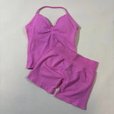 Women’s Seamless Yoga Gym Set – Backless Tank Top & High Waist Scrunch Shorts (2PCS) thumbnail 63