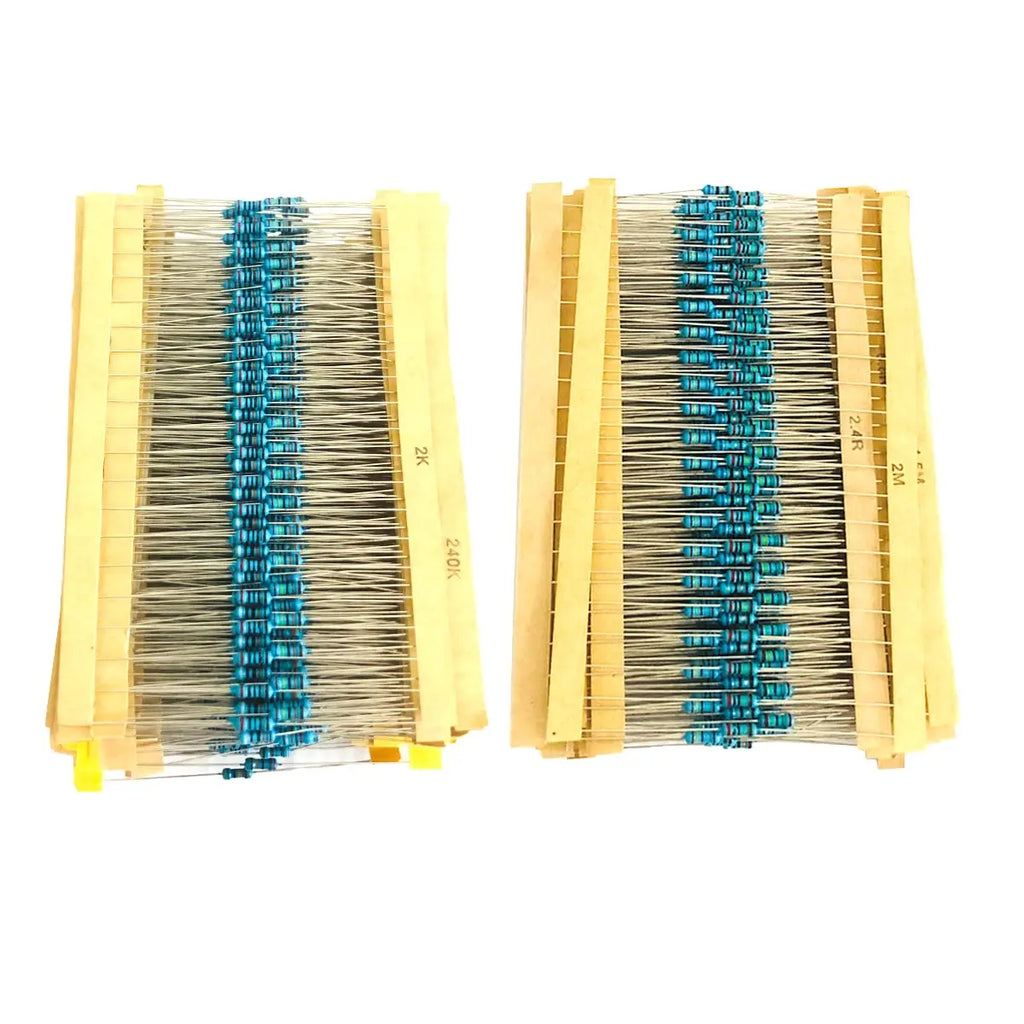 300/600pcs 1% Metal Film Resistor Kit 10Ω–1MΩ 30 Values 1/4W Electronic Components Set