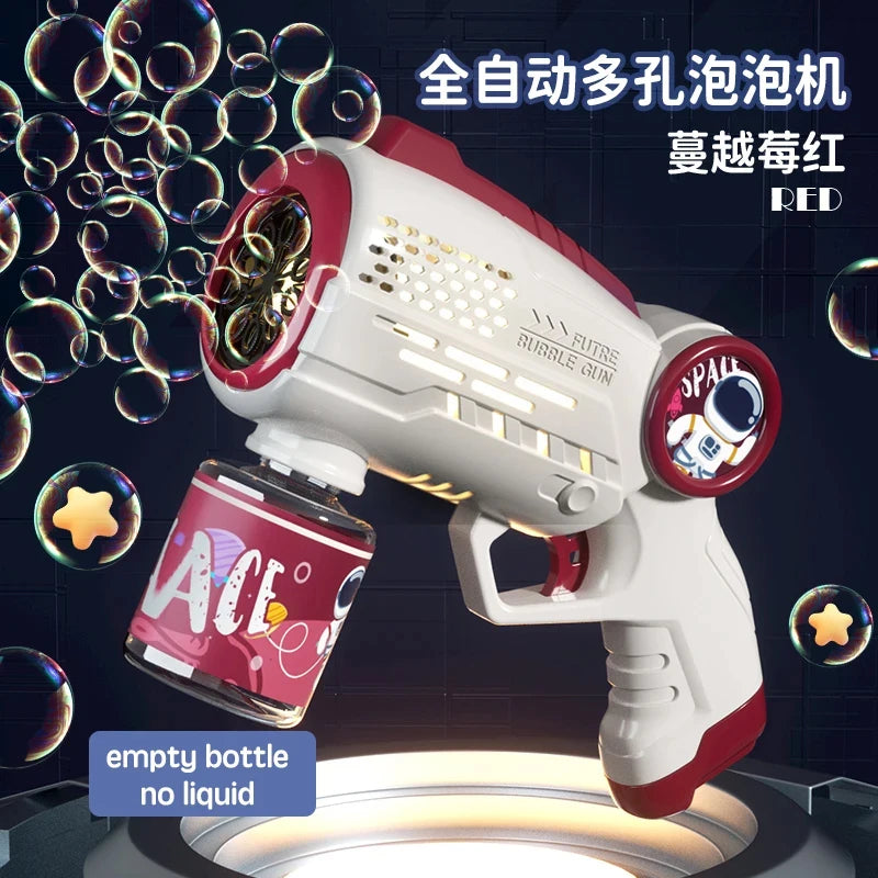 Porous Astronaut Electric Bubble Gun for Kids – Automatic Bubble Machine with Light, Summer Outdoor Party Toy