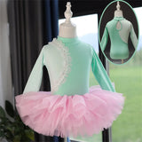Girls Long Sleeve Ballet Dress Kids Ballet Leotard Tutu Skirt Gymnastics Dance Costume thumbnail 2