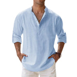 Men’s Cotton Linen Henley Short Sleeve Casual Shirt – Summer Beach & Everyday Wear thumbnail 3