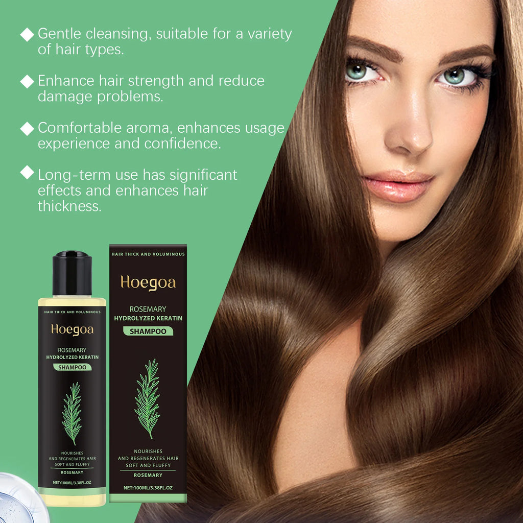 3pcs Rosemary Hair Growth Shampoo Set 100ml – Thickening Hydrolyzed Keratin Formula for Dry, Frizzy & Damaged Hair