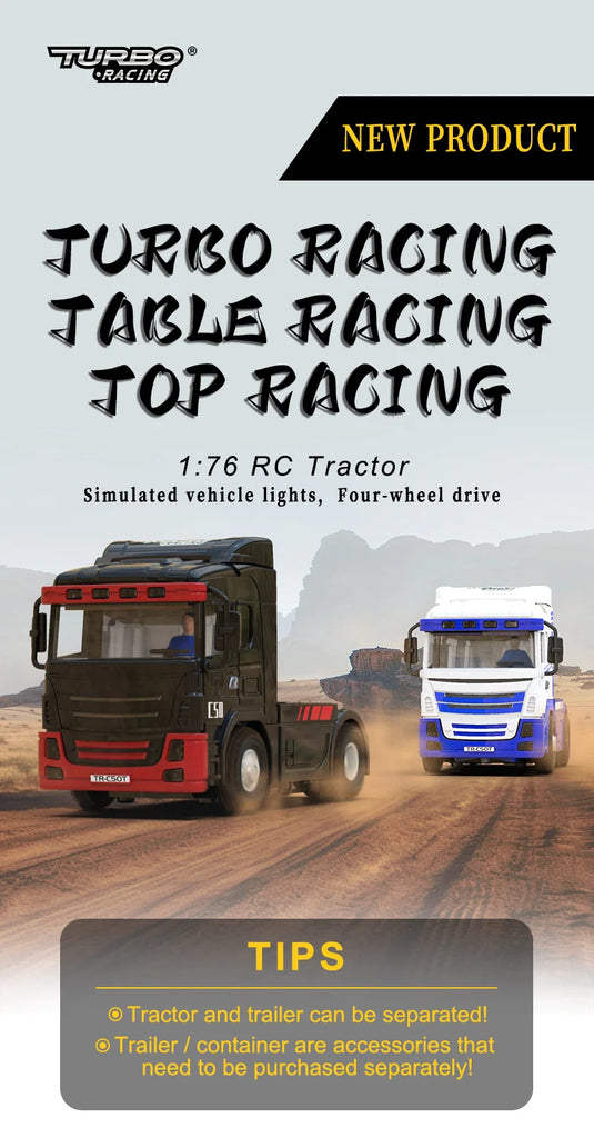 Turbo Racing C50-T 1:76 Remote Control Truck with Lights and Horn – RTR Version