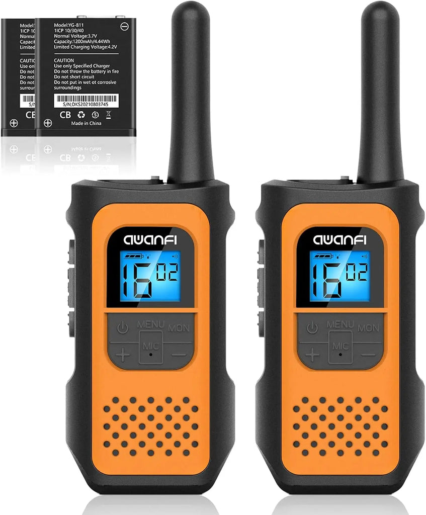 AWANFI Rechargeable Walkie Talkies (2/3/4-Pack) – Long Range 2-Way Radios with 16 Channels, VOX, USB-C Charging – Ideal for Kids & Adults, Outdoor Camping & Hiking