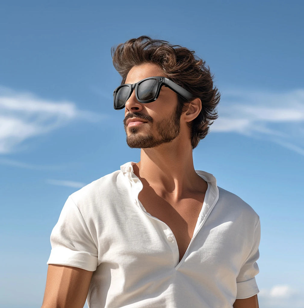 GUHUAVMI Smart Glasses for Men – 8MP Camera | WiFi | Bluetooth | AI Features | IP65 Waterproof