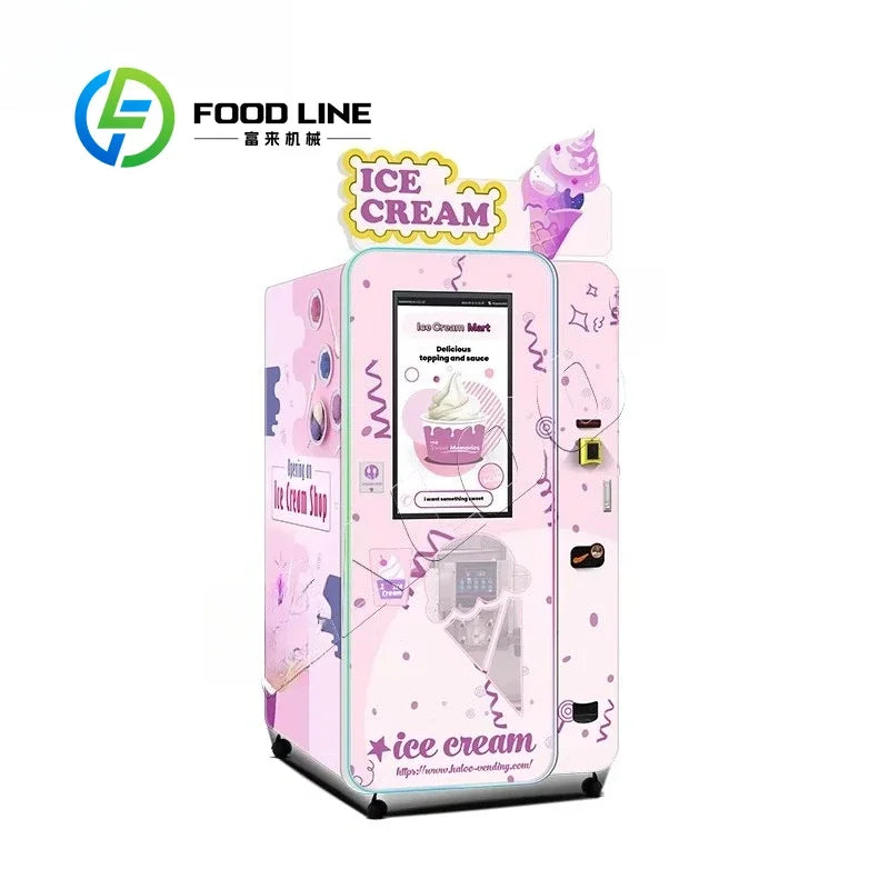 Commercial Outdoor Ice Cream Vending Robot – Fully Automatic Self-Service Soft Serve Dispenser