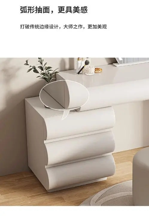 Mirror Drawers Vanity Table with Chair – Modern Bedroom Makeup Storage Organizer