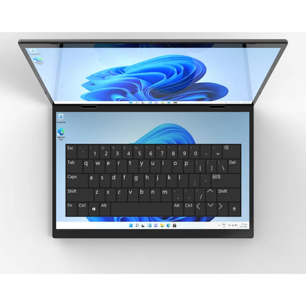 Dual Screen 14+14 Inch 2K Touchscreen 2-in-1 Laptop 16GB/32GB Intel N100 CPU 360° Flip Metal Case