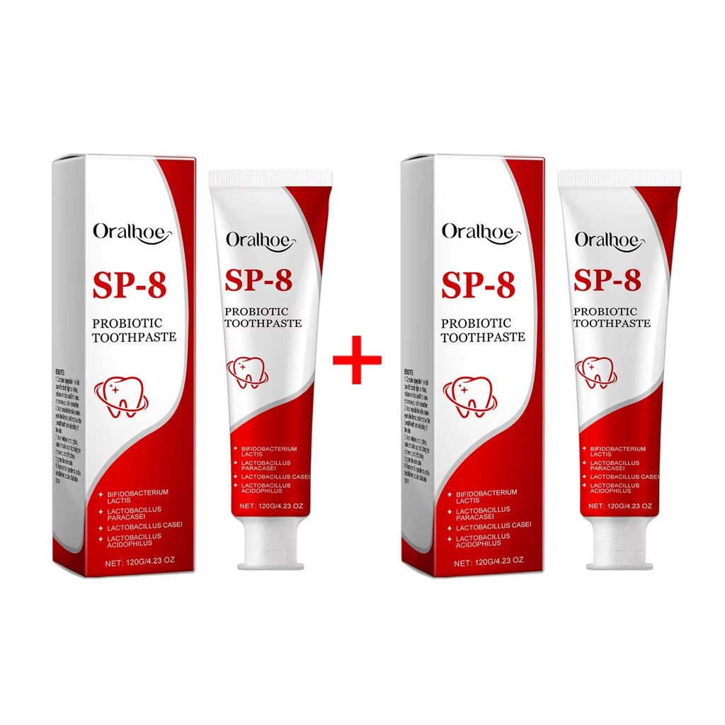 SP-8 Probiotic Toothpaste – Brightening Mint, Fresh Breath, Deep Cleaning, Plaque & Stain Removal