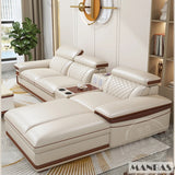 MINGDIBAO Italian Genuine Leather L-Shaped Sofa Set with Adjustable Headrests, Bluetooth Speaker & Wireless Charging thumbnail 14