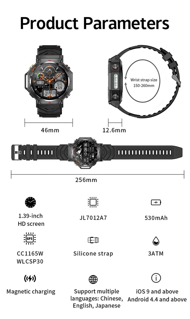 LIGE 2025 GPS Smartwatch for Men – Outdoor Sport Watch with AI Assistant, Compass, Altimeter, Barometer, and 3ATM Waterproof Protection