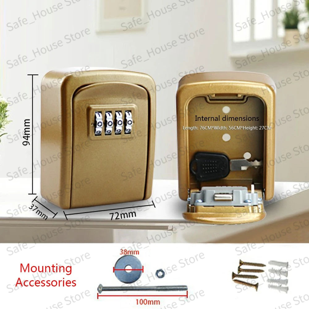 Wall Mount Key Lock Box 4-Digit Combination Security Safe for Home & Office