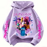 Cute Girls Hooded Sweatshirt KPop Demon Hunter Cartoon Casual Top – Purple & Pink thumbnail 11