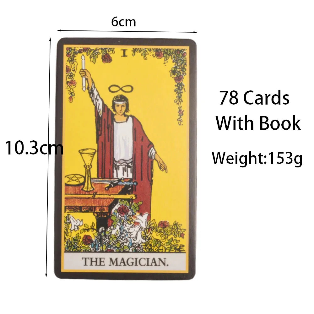 Black Classic Tarot Cards Deck – 78 Card Fortune Telling Set with Guidebook