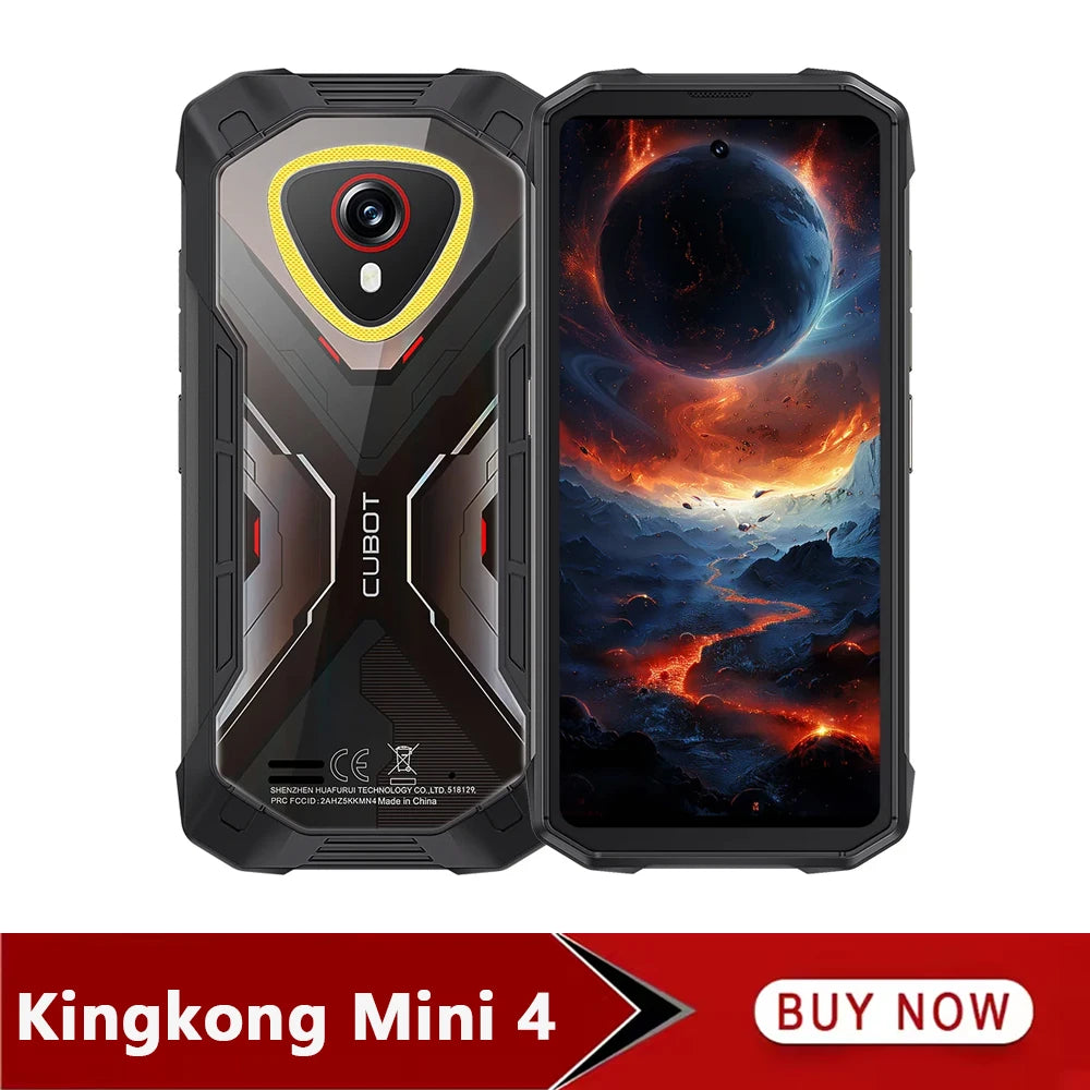 Cubot KingKong MINI 4 Rugged Smartphone 4.7" Android 15, Up to 20GB RAM + 256GB ROM, 48MP Camera, 4700mAh, NFC, IP68/IP69K, Mini Cellphone