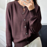 100% Cotton Women’s O-Neck Solid Cardigan – Luxury Designer Pullover thumbnail 35