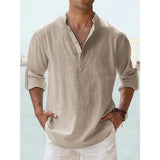 Men’s Cotton Linen Henley Short Sleeve Casual Shirt – Summer Beach & Everyday Wear thumbnail 6