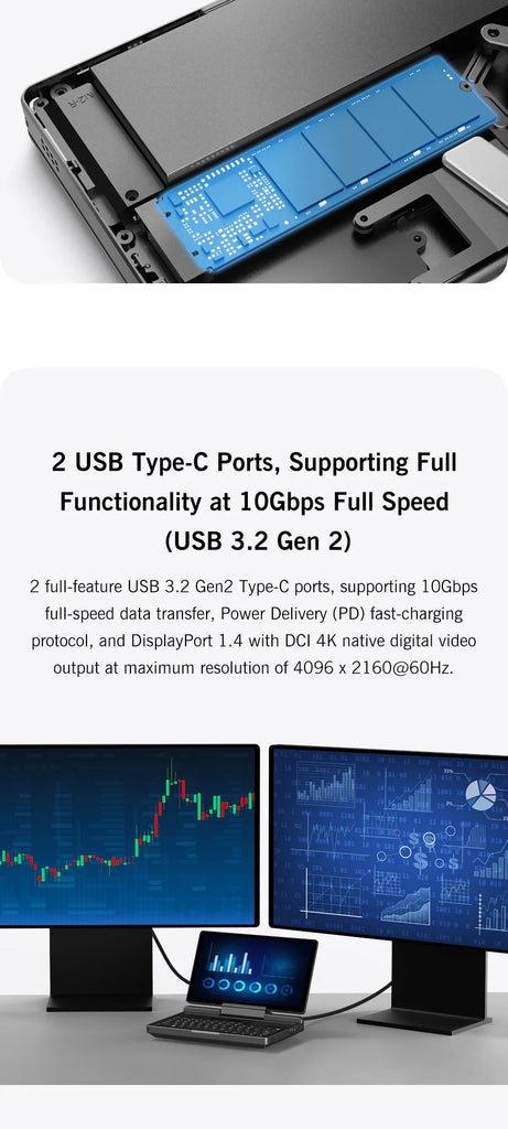New 7-inch GPD MicroPC 2 Mini Laptop Intel Core i3-N300 16GB/512GB Windows 11 Portable Notebook