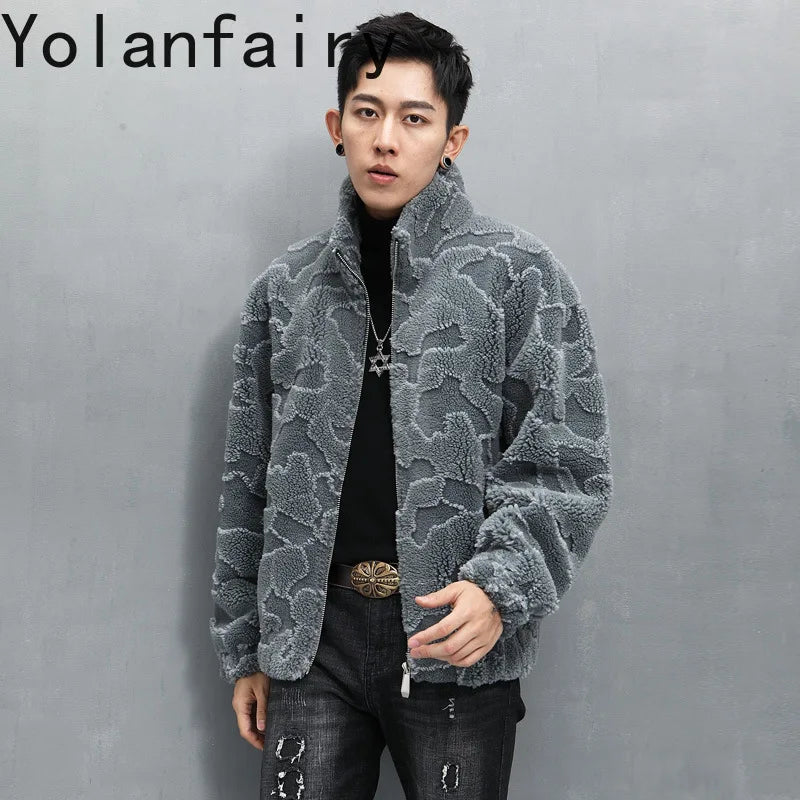 Nature Wool Men’s Real Fur Shearling Coat – Winter Leather Jacket, Loose Fit, Short Style