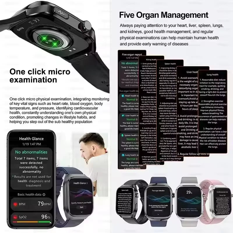 GUHUAVMI Micro Physical Examination Smart Watch with ECG, Uric Acid & Five-Organ Health Monitoring