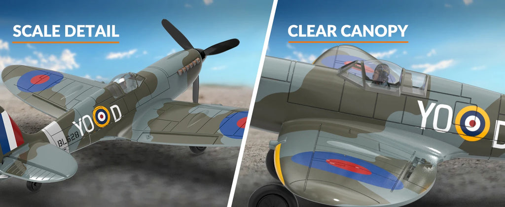 Volantex Spitfire RC Fighter Plane 400mm EPP Warbird – 4CH 2.4GHz RTF with XPilot Stabilization & One-Key Aerobatics