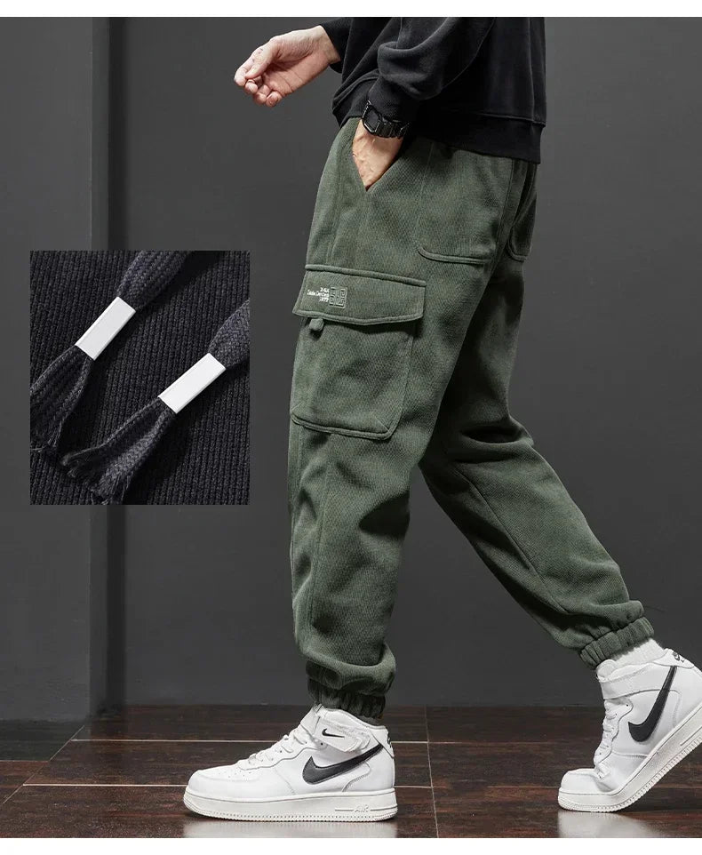 Men’s Casual Elastic Waist Jogger Pants – Spring & Autumn Stretch Straight Fit with Drawstring and Pockets