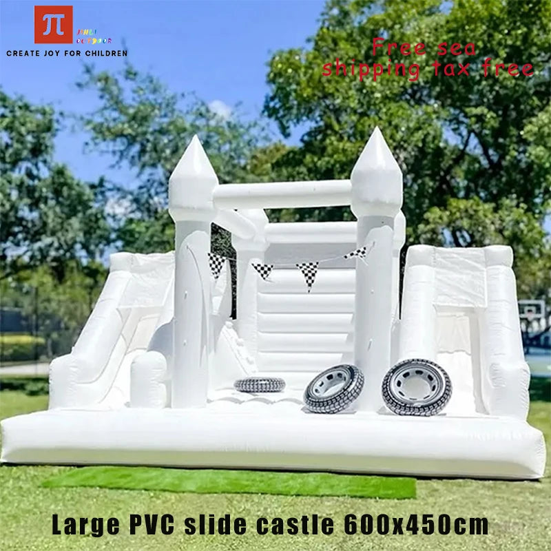 Commercial White Inflatable Bounce House Bouncy Castle 10x10ft with Blower – Kids & Events