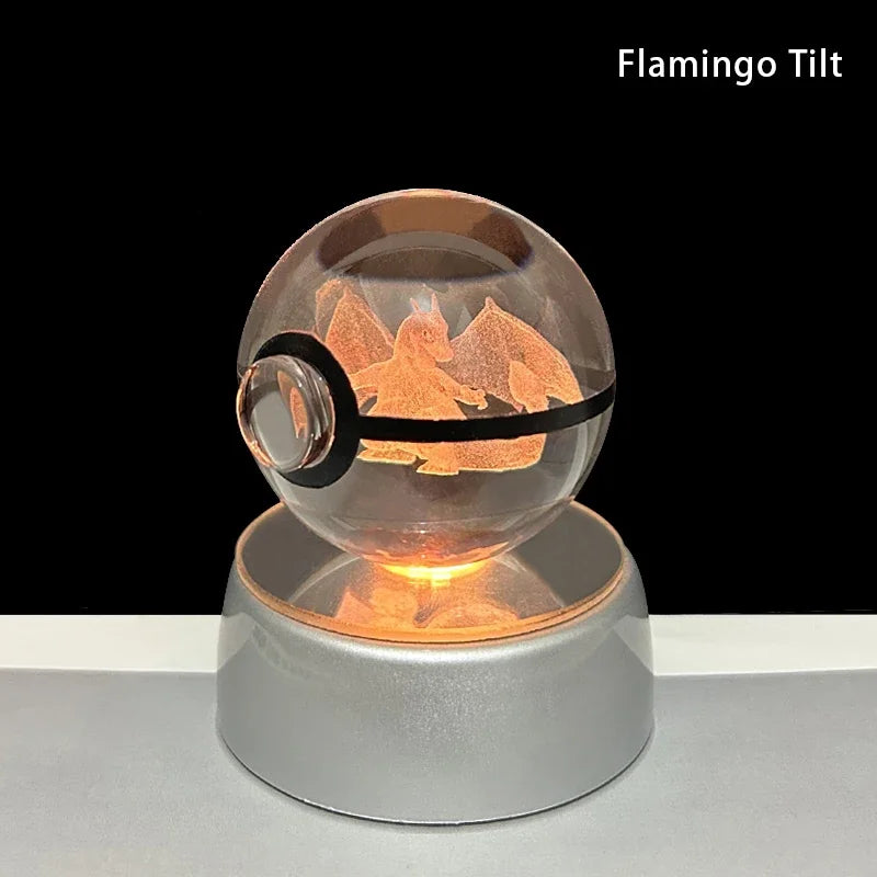 Pokemon 5cm Crystal Ball 3D LED Night Light – Pikachu, Charizard, Gengar & Eevee Gift Model