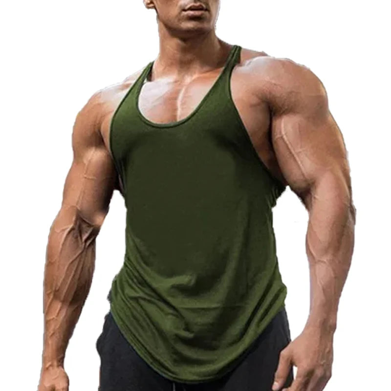 Men’s Gym Workout Bodybuilding Tank Top Y-Back Lightweight Muscle Fit Stringer Vest