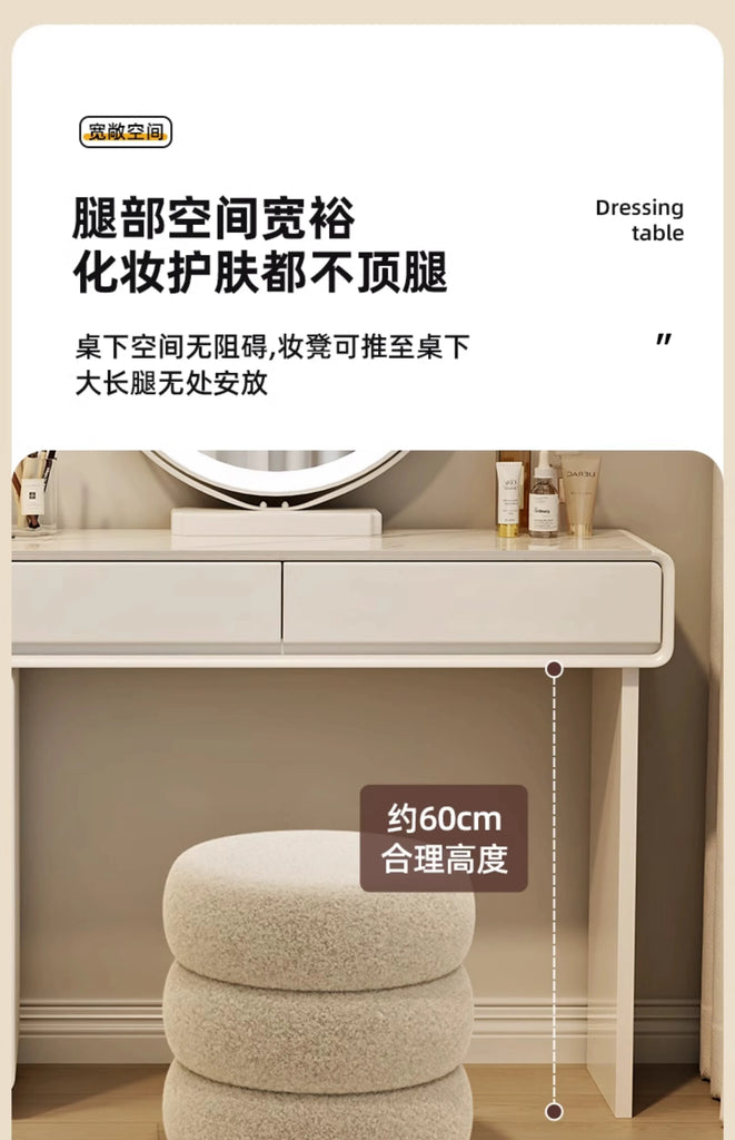 Makeup Vanity Dressing Table with Stool and Mirror – Modern Nordic Bedroom Dresser with Storage Drawers