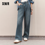 Semir Women’s 2025 Winter Wide-Leg Fleece-Lined Jeans – Full-Length Hong Kong Style Trousers thumbnail 1