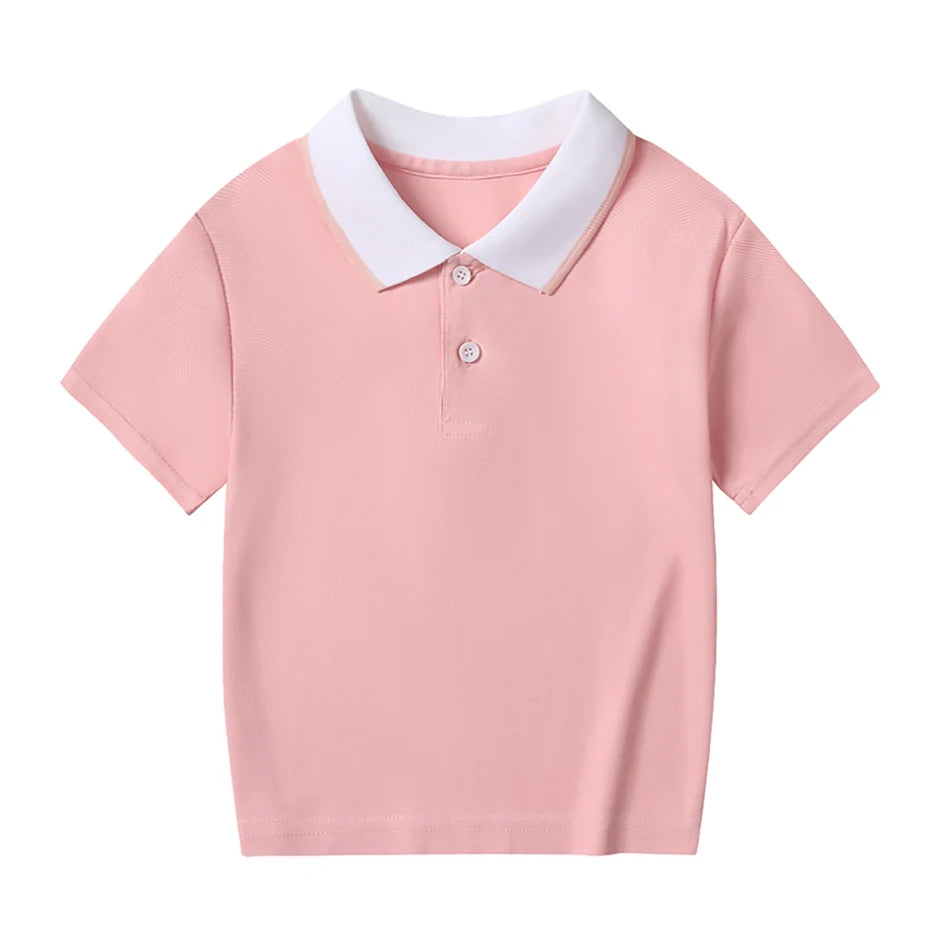 Children's Summer Color Matching Polo Shirt – Casual Short Sleeve Top for Boys & Girls