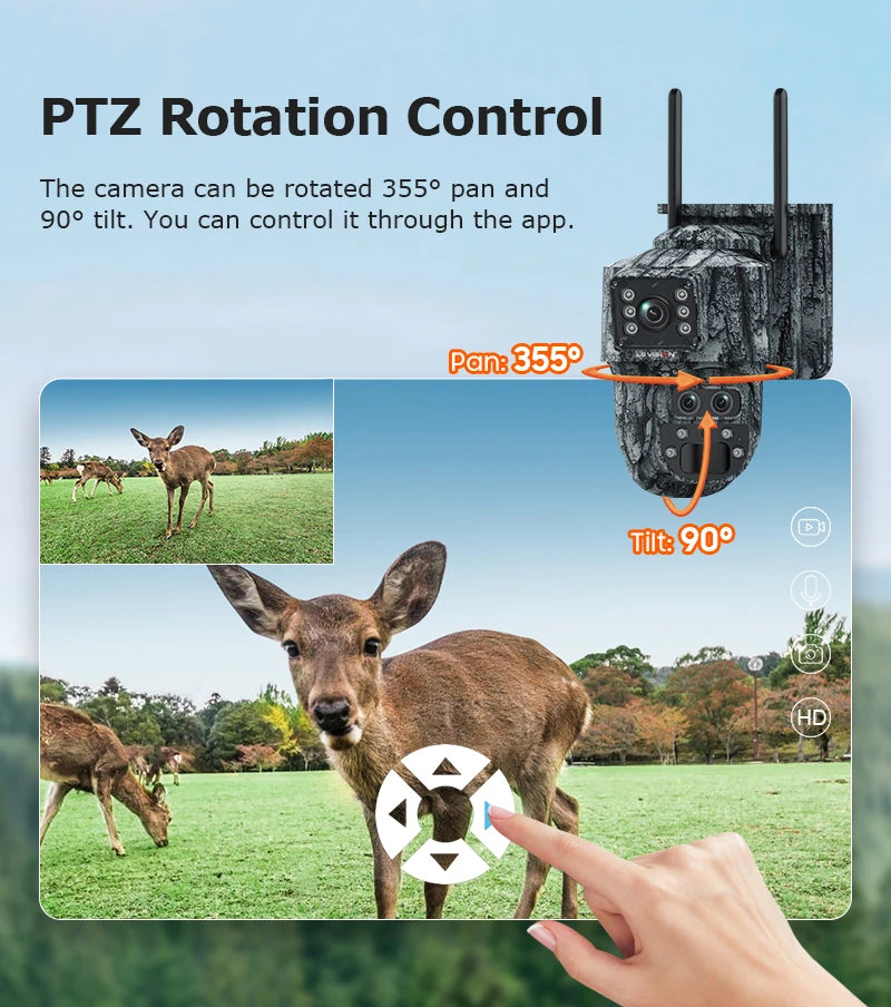 LS VISION 12MP 6K Solar Camera 15X Zoom 4G/WiFi Triple Lens Night Vision PTZ Trail Camera