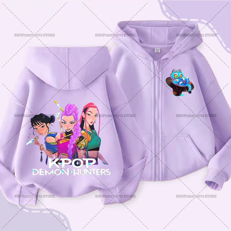 Movie Kpop Demon Hunters Zipper Hoodie for Kids – Unisex Sweatshirt for Girls & Boys