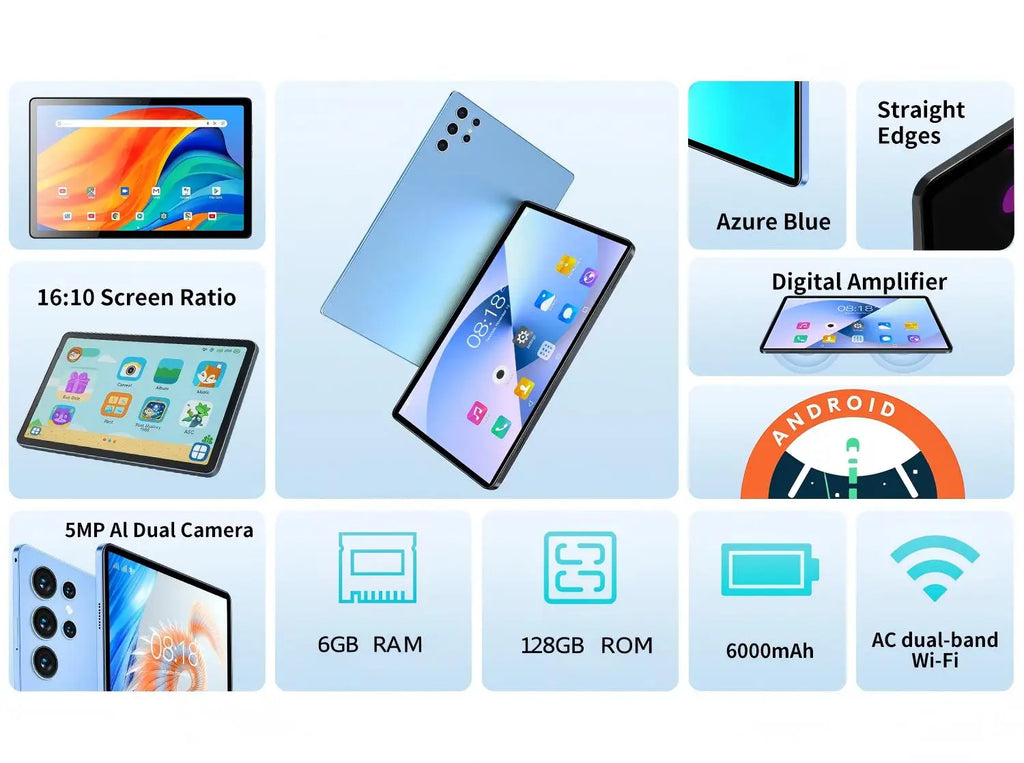 BDF H39 10.1 Inch 5G Android 13 Tablet – Octa Core, 6GB RAM, 128GB ROM, 4G Dual SIM, Dual WiFi, 6000mAh Battery