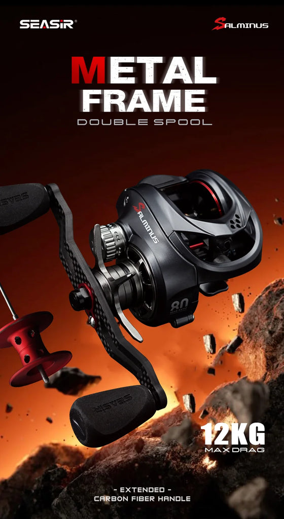 Seasir Salminus Baitcasting Reel – 8.0:1 Gear Ratio | Dual Aluminum Spools | 11+1BB | 12KG Drag Power