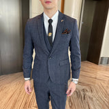 Men’s Modified Plaid Three-Piece Suit – Slim Fit England Style Vest & Trousers Set thumbnail 15