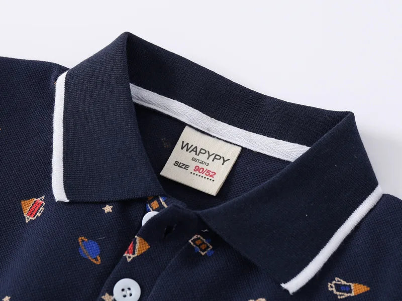 Fashion Kids Boys Polo Shirt – Luxury Stand Collar Summer Tee, Soft Breathable Cotton