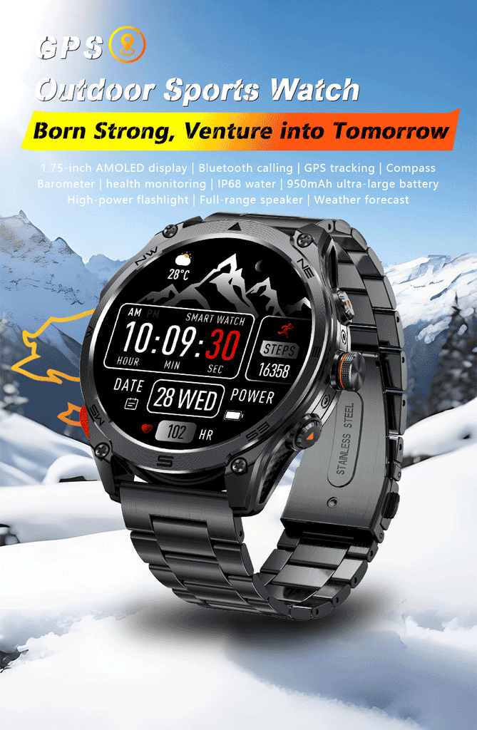 GUHUAVMI Professional GPS Outdoor Smartwatch – Military Grade, 1000mAh Battery, 10ATM Waterproof