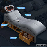 MANBAS Luxury King Size Genuine Leather Smart Bed with Massage, Storage, USB & Projector thumbnail 19