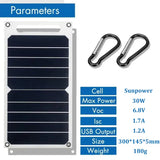 30W Portable Solar Panel Charger with USB – Waterproof Outdoor Power for Hiking, Camping & Travel thumbnail 2