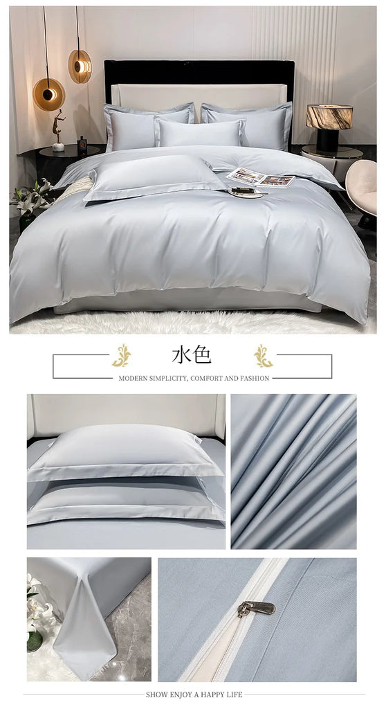 Luxury 100% Egyptian Cotton Bedding Set – Duvet Cover & Pillowcases, Soft Bed Linen for Double, Queen, King Size Beds