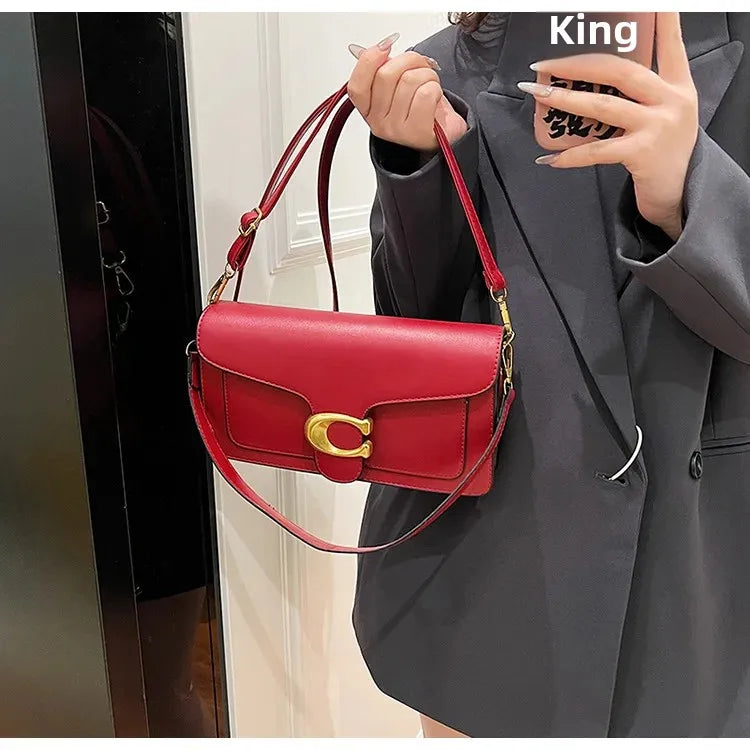 Women’s High-End Pure Color Square Shoulder Bag – Multi-Layer Minimalist Commuter Handbag