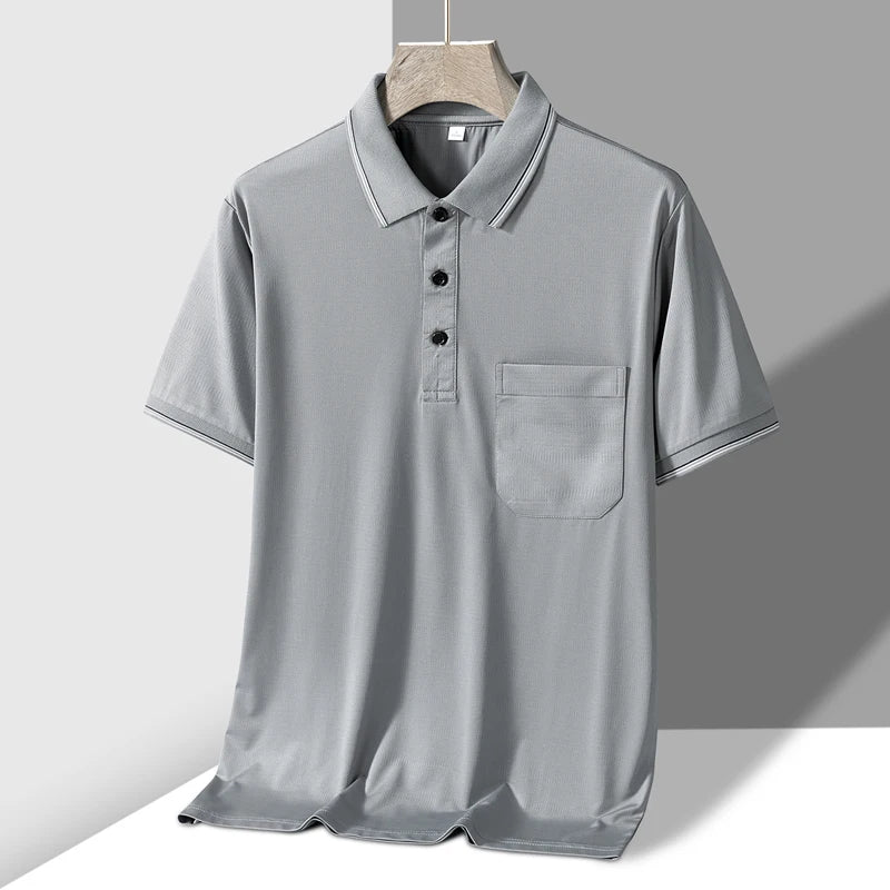 TFETTERS Men’s Polo Shirt Short Sleeve Business Casual Turn-Down Collar with Pocket