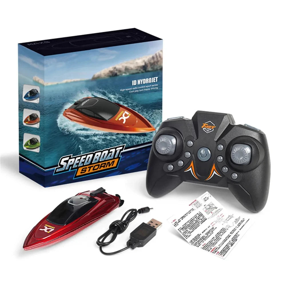 Mini Remote Control Boat 5 km/h – Wireless High-Speed Model Boat with LED Lights